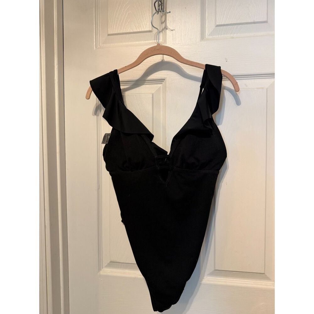 Black Sand and Shore size M ruffle top one piece swimsuit